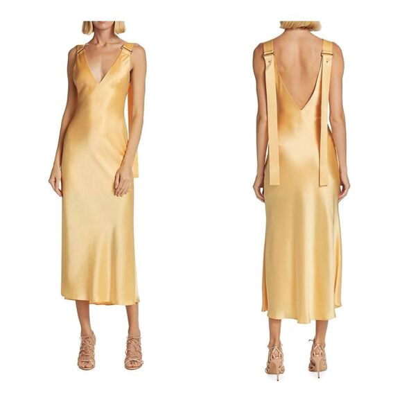 NWT Acler Sleeveless V-Neck Wycombe Midi Dress Buttermilk Size 2 $495 - Picture 2 of 10